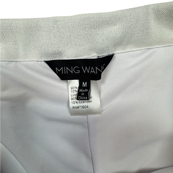Ming Wang White Knit Pull-On Pants Size M Lined Slit Hem Stretch Trousers G5 - Picture 2 of 8